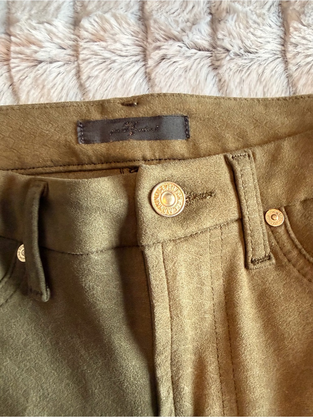 7 For All Mankind Olive Green Straight Leg Pants - Picture 4 of 10